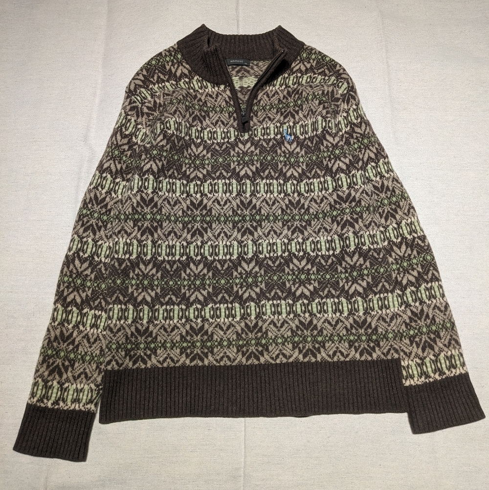 Hazzys quarter zip knit sweater men's M